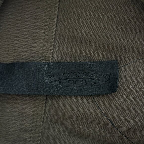 Chrome Hearts Olive & Black Leather Fleur Patch Button Up Shirt - Picture 3 of 6